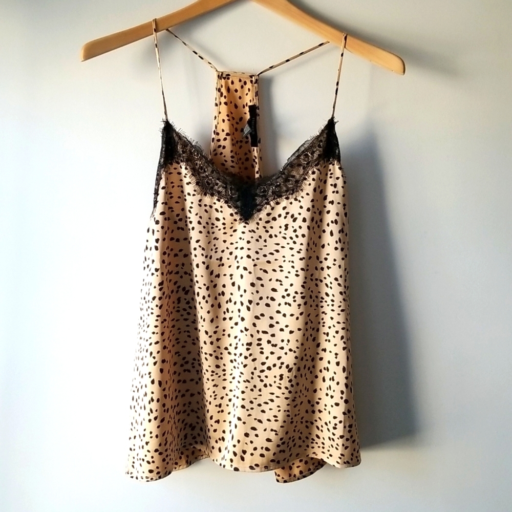 Forever 21 Leopard Cheetah Dalmatian Cami Tank Lace